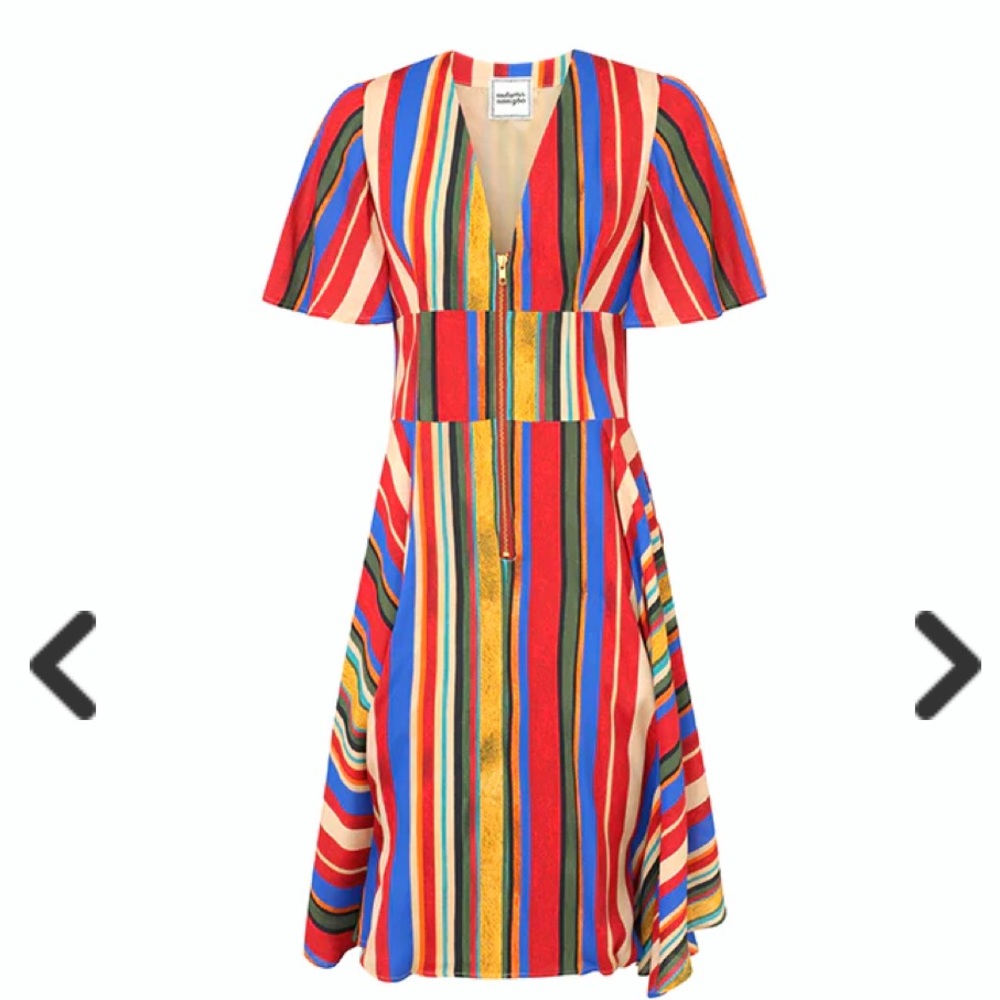 Autumn Adeigbo Striped V-Neck Astrid Dress sz 2 - Picture 1 of 12
